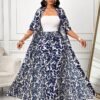shein lady مجموعة قطعتين من السراويل ذات الطبعة الفهد والبلوزة الأنيقة بأكمام طويلة ذات الطباعة الزهرية للنساء للأناقة في فصلي الخريف والشتاء، للأوقات الفراغية والإجازات
