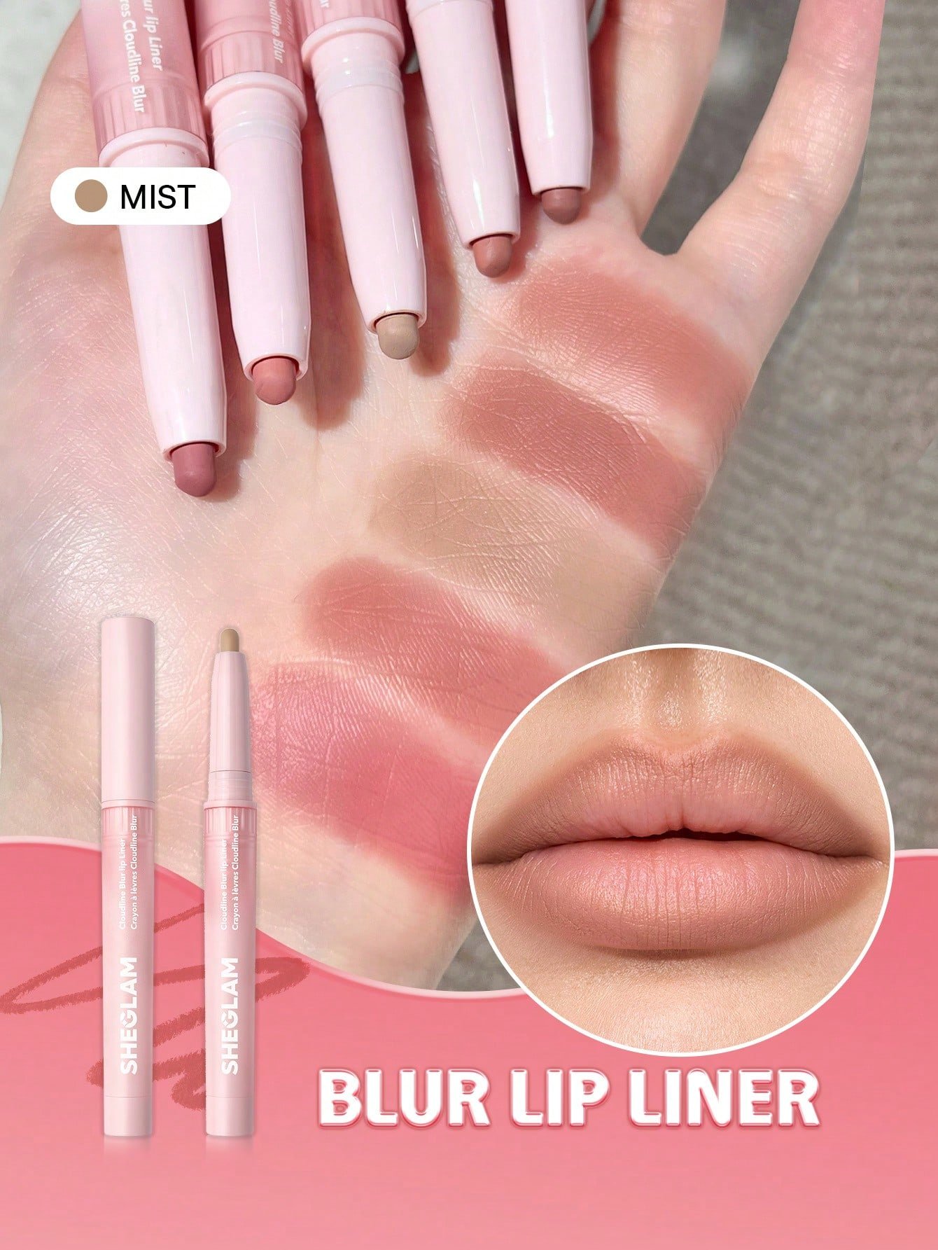 sheglam cloudline blur محدد شفاه petal flush روج محدد قوس شفايف علامة تجارية جمال مكياج ميكب مستحضرات تجميل للنساء الفتيات مثالي لفصل الصيف الربيع مثالي ل y2k أزياء أنيقة عيد الأم هدية حفلة جاهز أفضل لون 2