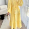 رداء طويل أنيق للنساء بلون موحد مع أزرار وحزام مربوط بعقدة وأكمام طويلة على شكل فانوس وحاشية مرقعة، مناسب للربيع والصيف والخريف والشتاء والاستخدام اليومي وأعياد الميلاد والحفلات والعشاء الرسمي والمواعدة 16