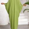 shein lady فستان نسائي كاجوال فضفاض بأكمام على شكل خفاش، لون أحادي، لإطلالات العطلات والرحلات، ملابس نسائية بوهيمية/بوهيمية/بوهو 8