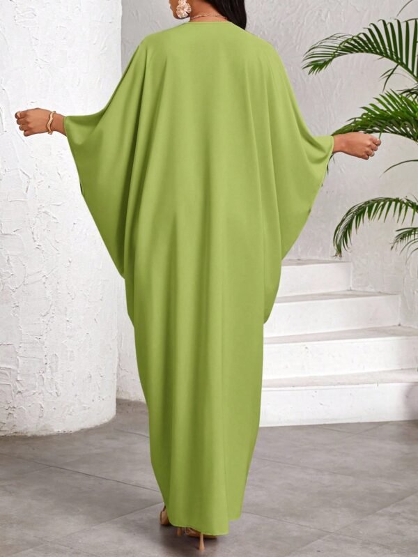 shein lady فستان نسائي كاجوال فضفاض بأكمام على شكل خفاش، لون أحادي، لإطلالات العطلات والرحلات، ملابس نسائية بوهيمية/بوهيمية/بوهو 8