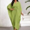shein lady فستان نسائي كاجوال فضفاض بأكمام على شكل خفاش، لون أحادي، لإطلالات العطلات والرحلات، ملابس نسائية بوهيمية/بوهيمية/بوهو 9