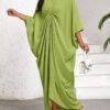 shein lady فستان نسائي كاجوال فضفاض بأكمام على شكل خفاش، لون أحادي، لإطلالات العطلات والرحلات، ملابس نسائية بوهيمية/بوهيمية/بوهو 10