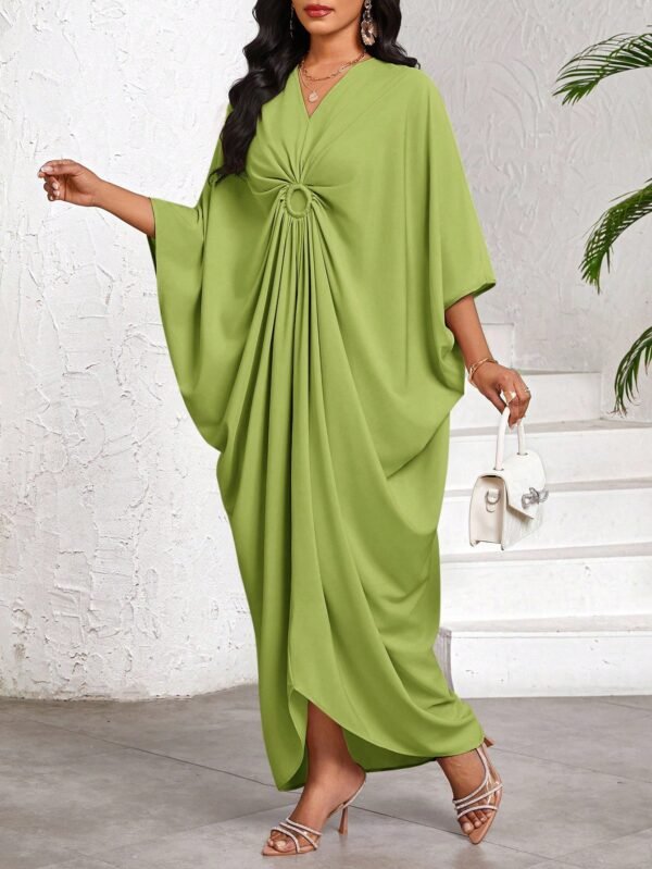 shein lady فستان نسائي كاجوال فضفاض بأكمام على شكل خفاش، لون أحادي، لإطلالات العطلات والرحلات، ملابس نسائية بوهيمية/بوهيمية/بوهو 10
