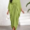 shein lady فستان نسائي كاجوال فضفاض بأكمام على شكل خفاش، لون أحادي، لإطلالات العطلات والرحلات، ملابس نسائية بوهيمية/بوهيمية/بوهو 12