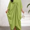shein lady فستان نسائي كاجوال فضفاض بأكمام على شكل خفاش، لون أحادي، لإطلالات العطلات والرحلات، ملابس نسائية بوهيمية/بوهيمية/بوهو 13
