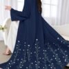 shein najma عباءة أنثوية كاجوال أزرق داكن بأكمام طويلة وطبعات زهرية، ربيع/خريف shein najma عباءة أنثوية كاجوال أزرق داكن بأكمام طويلة وطبعات زهرية، ربيع/خريف