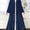 shein najma عباءة أنثوية كاجوال أزرق داكن بأكمام طويلة وطبعات زهرية، ربيع/خريف 8