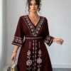 elenzga فستان شاطئ مطبوع بطريقة الوضع للمرأة بحجم كبير، بطراز بوهيمي 6