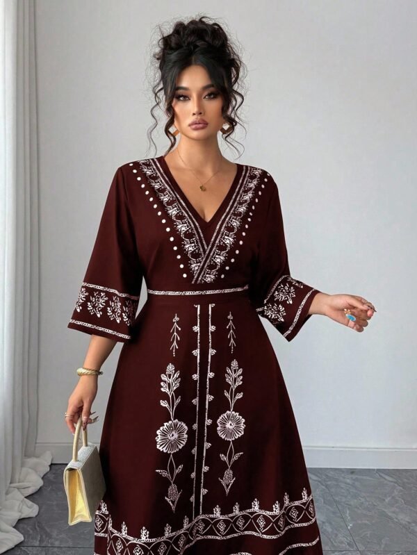 elenzga فستان شاطئ مطبوع بطريقة الوضع للمرأة بحجم كبير، بطراز بوهيمي 6