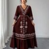 elenzga فستان شاطئ مطبوع بطريقة الوضع للمرأة بحجم كبير، بطراز بوهيمي 7
