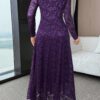 modelyn فستان أنيق بأكمام طويلة وياقة من الدانتيل الزهري وذيل منبثق 13