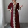 elenzga فستان طويل فاخر فاخر للنساء ذوات الحجم الكبير، بأكمام طويلة، بتصميم كلاسيكي رجعي مميز، بتطريز دانتيل راقي، مناسب للسفر والإجازات 6