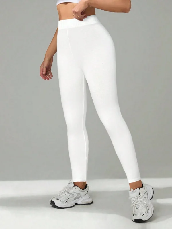 shein tall سروال أبيض مضفر ضيق مع تصميم بسيط للارتداء اليومي والنشاط، سروال أبيض للنساء 9