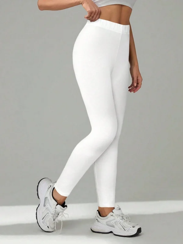 shein tall سروال أبيض مضفر ضيق مع تصميم بسيط للارتداء اليومي والنشاط، سروال أبيض للنساء 10