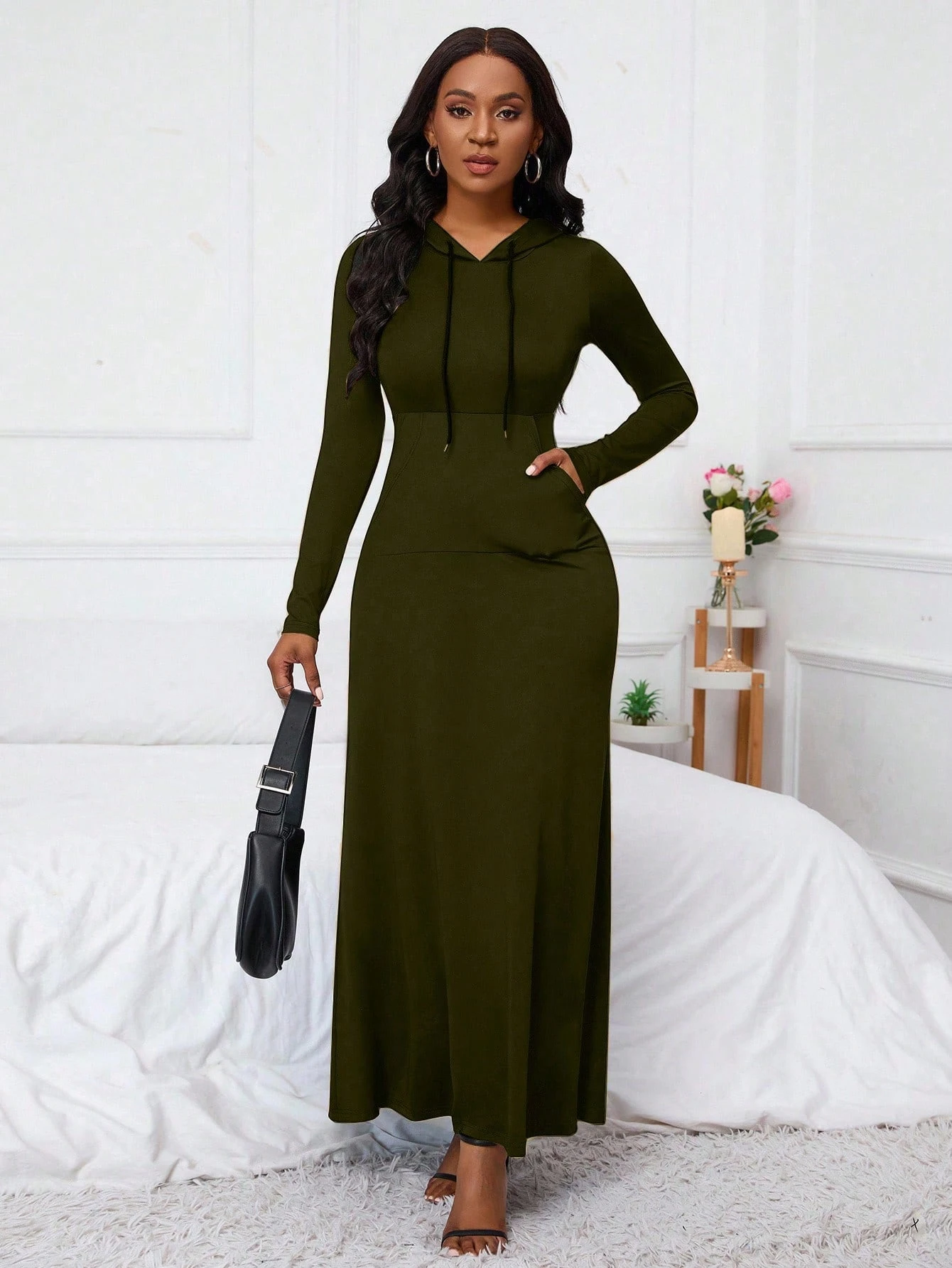 emery rose فستان ماكسي للنساء مع كابوشون وسحاب وجيوب 6