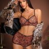 shein مجموعة ملابس داخلية نسائية بطبعة نمر وزخرفة فيونكة، أنيقة وجذابة، قطعتان shein مجموعة ملابس داخلية نسائية بطبعة نمر وزخرفة فيونكة، أنيقة وجذابة، قطعتان