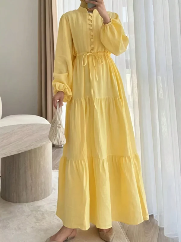 رداء طويل أنيق للنساء بلون موحد مع أزرار وحزام مربوط بعقدة وأكمام طويلة على شكل فانوس وحاشية مرقعة، مناسب للربيع والصيف والخريف والشتاء والاستخدام اليومي وأعياد الميلاد والحفلات والعشاء الرسمي والمواعدة 15