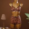shein مجموعة ملابس داخلية نسائية بطبعة نمر وزخرفة فيونكة، أنيقة وجذابة، قطعتان 6