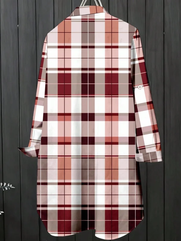 shein lune قميص نسائي كاجوال أكمام طويلة بنمط المربعات 2