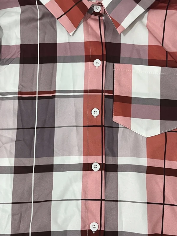 shein lune قميص نسائي كاجوال أكمام طويلة بنمط المربعات 4