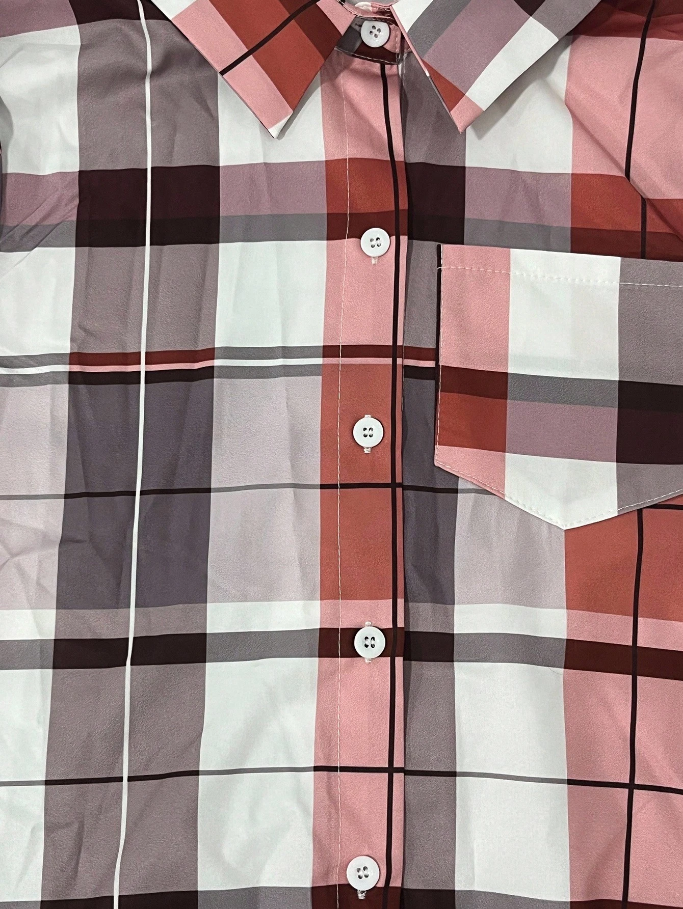 shein lune قميص نسائي كاجوال أكمام طويلة بنمط المربعات 4