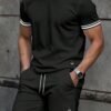 manfinity homme طقم تي شيرت كاجوال فضفاض بأكمام قصيرة، صيفي