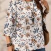 emery rose قميص نسائي كاجوال بطبعات كاملة على الجسم، رقبة دائرية، أكمام ثلاثة أرباع فضفاض، مناسب للخريف والشتاء، مقاسات كبيرة 5