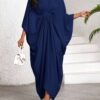 shein lady فستان نسائي كاجوال فضفاض بأكمام على شكل خفاش، لون أحادي، لإطلالات العطلات والرحلات، ملابس نسائية بوهيمية/بوهيمية/بوهو 6