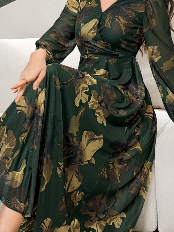 modelyn فستان نسائي أنيق مطبوع بنقشة زهرية كاملة للموسم الخريفي 13