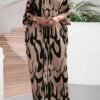 shein lady فستان كاجوال متوسط الطول مطبوع بألوان متباينة للنساء 4