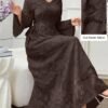 yasmyna فستان أنيق بلون أحادي الرقبة على شكل حرف v مع ربطة مزدوجة الجانب وأكمام واسعة مفتوحة 2
