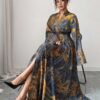 elenzga فستان طويل مطبوع بالكامل مع أكمام واسعة مكشكشة وذيل مكشكش وتصميم ملفوف متقاطع للنساء elenzga فستان طويل مطبوع بالكامل مع أكمام واسعة مكشكشة وذيل مكشكش وتصميم ملفوف متقاطع للنساء
