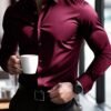 manfinity mode قميص أبيض أنيق بأكمام طويلة للارتداء الرسمي أو المكتبي مع ياقة قميص، قمصان عمل، قمصان عمل كاجوال للرجال، الخريف، الحفل 4