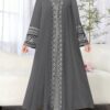 shein najma عباية أنثوية كاجوال طويلة الأكمام مطبوعة بالزهور، ربيع/خريف 2