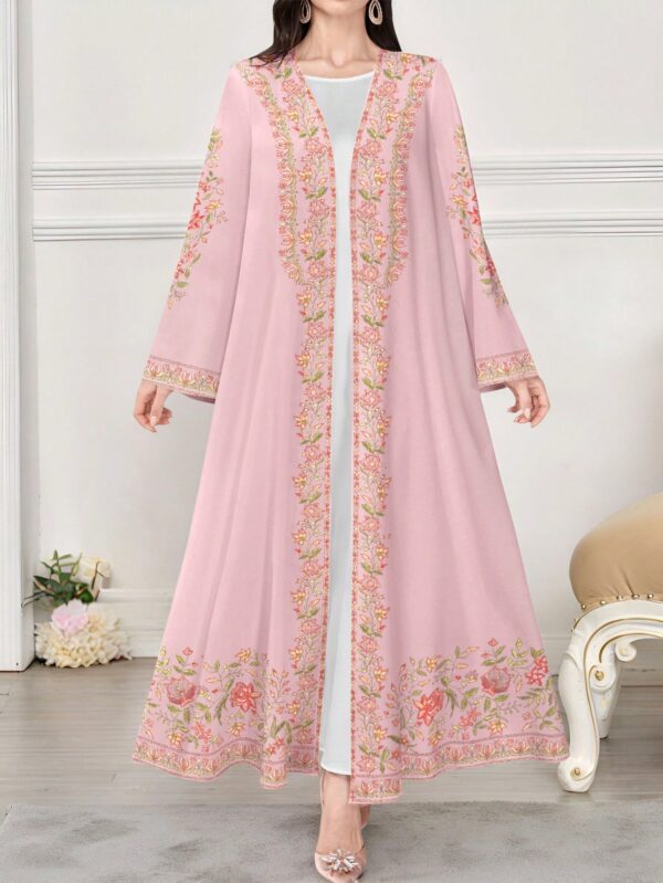 shein najma عباية أنثوية كاجوال طويلة الأكمام مطبوعة بالزهور، ربيع/خريف 5