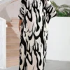 shein lady فستان كاجوال متوسط الطول مطبوع بألوان متباينة للنساء 10