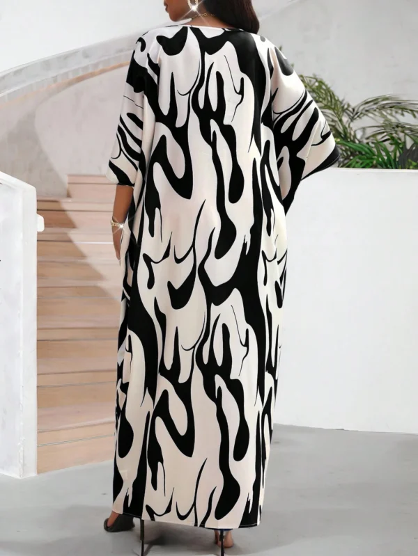 shein lady فستان كاجوال متوسط الطول مطبوع بألوان متباينة للنساء 10