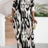 shein lady فستان كاجوال متوسط الطول مطبوع بألوان متباينة للنساء 11