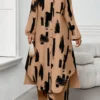 shein lady curve قميص كاجوال أنيق للربيع والصيف والخريف والشتاء، ياقة منسوجة، أكمام بيشوب، جيوب، أكمام طويلة، مقاسات كبيرة، بدلة أنيقة للمكتب والتنقل للربيع والصيف، ملابس صيفية للنساء للعطلات 15