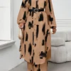 shein lady curve قميص كاجوال أنيق للربيع والصيف والخريف والشتاء، ياقة منسوجة، أكمام بيشوب، جيوب، أكمام طويلة، مقاسات كبيرة، بدلة أنيقة للمكتب والتنقل للربيع والصيف، ملابس صيفية للنساء للعطلات 12