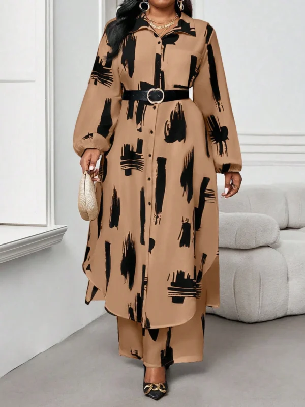 shein lady curve قميص كاجوال أنيق للربيع والصيف والخريف والشتاء، ياقة منسوجة، أكمام بيشوب، جيوب، أكمام طويلة، مقاسات كبيرة، بدلة أنيقة للمكتب والتنقل للربيع والصيف، ملابس صيفية للنساء للعطلات 12