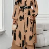 shein lady curve قميص كاجوال أنيق للربيع والصيف والخريف والشتاء، ياقة منسوجة، أكمام بيشوب، جيوب، أكمام طويلة، مقاسات كبيرة، بدلة أنيقة للمكتب والتنقل للربيع والصيف، ملابس صيفية للنساء للعطلات 13