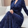 modelyn فستان طويل مطرز من الأحمر الأنيق، فستان طويل من القطيفة للنساء 1