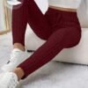 shein frenchy سروال ضيق مضلع مرن بخصر مربوط 2