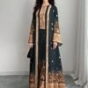shein najma فستان نسائي بطراز بوهيمي أنيق بطبعة زهرية عتيقة، طقم قطعتين من الفستان الماكسي بياقة دائرية والكارديجان، بطراز عربي، موضة الربيع والصيف 7