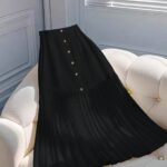 franclia تنورة خط a ذات إغلاق بأزرار وطيات أنيقة باللون الأحادي، للربيع/الصيف