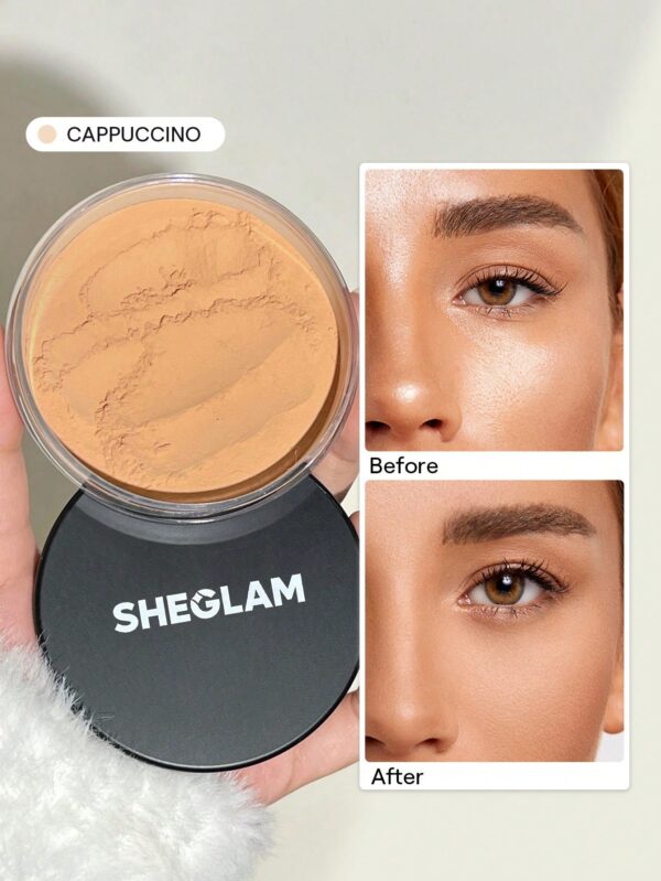 sheglam بودرة تثبيت مخبوزة متوهجة بودرة تثبيت سائبة للتحكم في الزيوت من كابتشينو، شفافة، خالية من المسام، خالية من العيوب، تنعم الخطوط الدقيقة، بودرة متوهجة، بودرةوينتر بودره علامة تجارية جمال مكياج ميكب مستحضرات تجميل للنساء الفتيات مثالي لفصل الصيف الرب 15