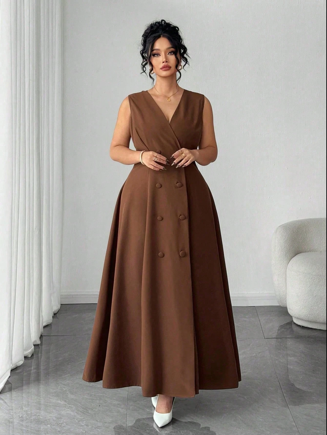 elenzga فستان ماكسي للسيدات ذوات الحجم الكبير مزين بأزرار بتصميم عملة نقدية قديمة، مناسب للعودة إلى المدرسة، التخرج، عيد الحب، مهرجان الموسيقى، عيد الأم، عيد الهالوين، ، عيد الفصح، اليوم الوطني، حفل التخرج، حفلة المواعدة، موسم الزفاف، الرحلات الخارجية 10