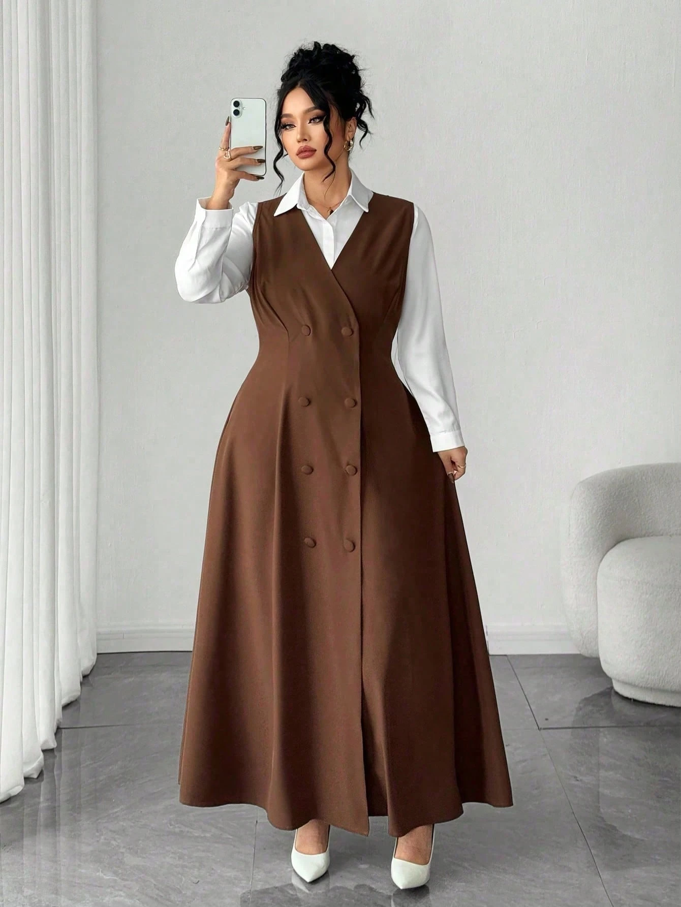 elenzga فستان ماكسي للسيدات ذوات الحجم الكبير مزين بأزرار بتصميم عملة نقدية قديمة، مناسب للعودة إلى المدرسة، التخرج، عيد الحب، مهرجان الموسيقى، عيد الأم، عيد الهالوين، ، عيد الفصح، اليوم الوطني، حفل التخرج، حفلة المواعدة، موسم الزفاف، الرحلات الخارجية 13